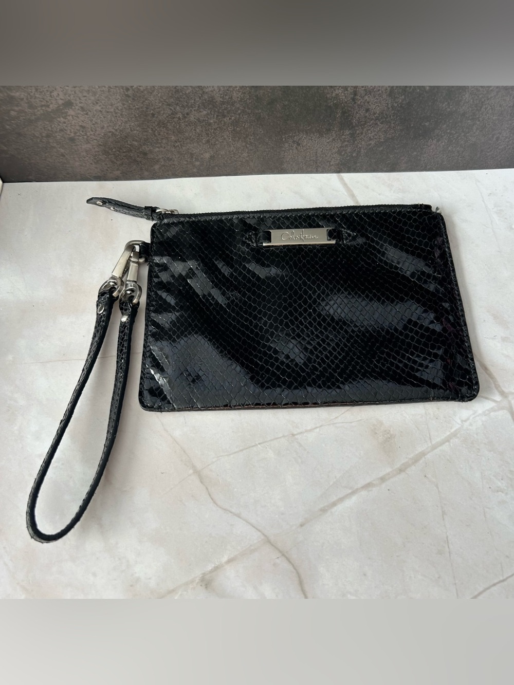 Cole Haan Black Patent Wristlet Clutch